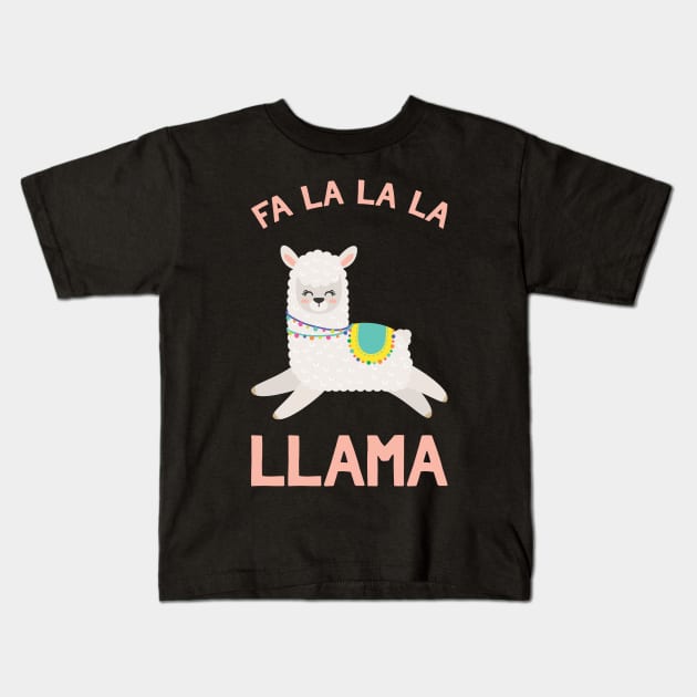 Fa La La Llama - Funny Christmas Ugly Sweater Llama Kids T-Shirt by kdpdesigns